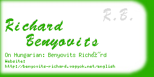 richard benyovits business card